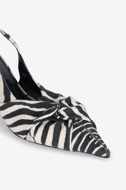 RC Zebra Print Slingbacks With Knotted Detail RC Zebra Print Slingbacks With Knotted Detail Black/White UKS012-SMC77