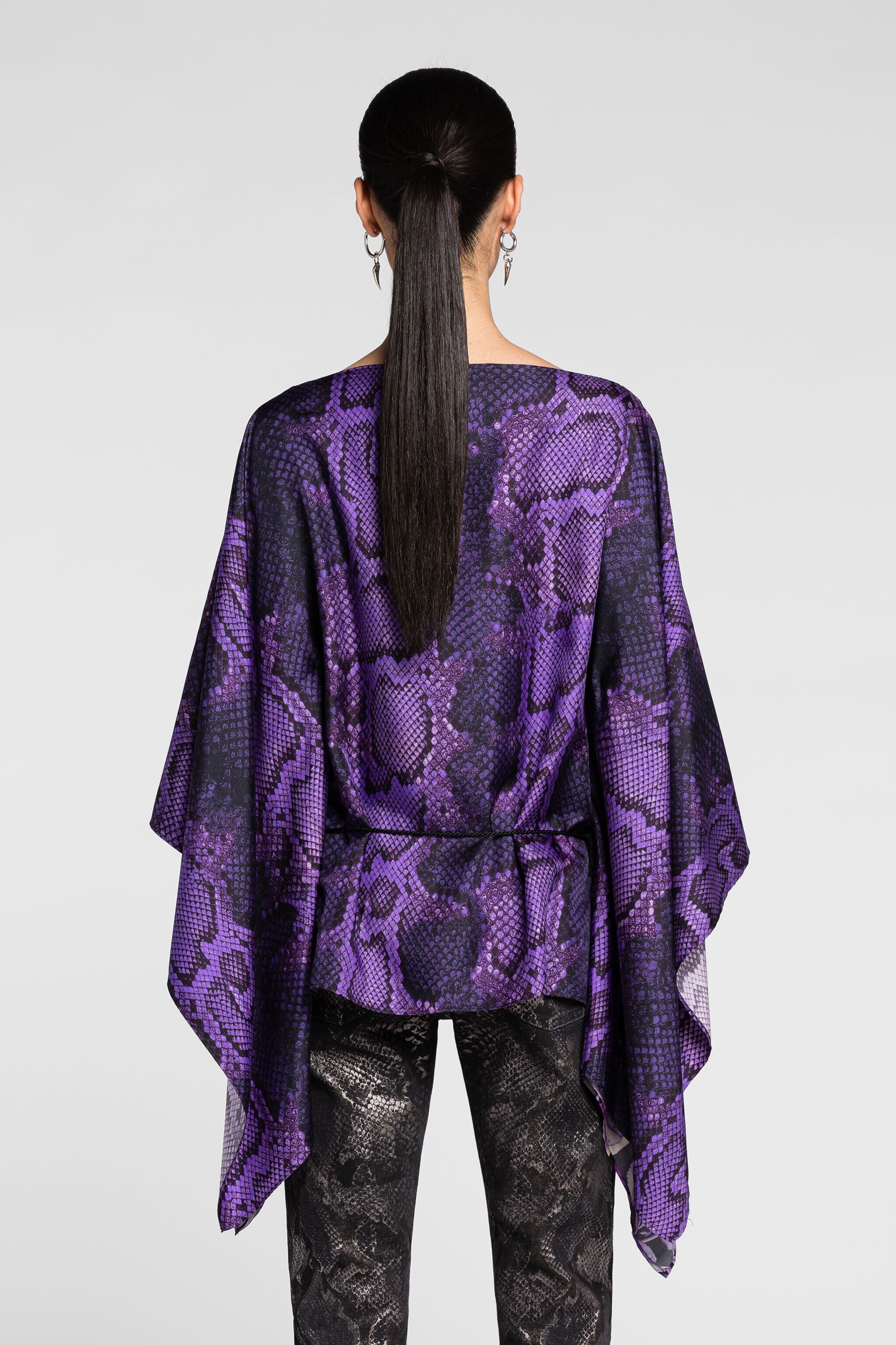 RC Caftan en soie à imprimé roses RC Caftan en soie à imprimé roses Violet PQT725-4QF03