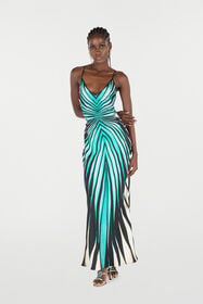 RC Ray Of Sea Print Silk Maxi Dress Light blue VKT102-4QM33