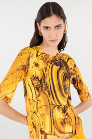 RC Silk And Wool Sweater With Tigereye Print Yellow VKM615-MQ034