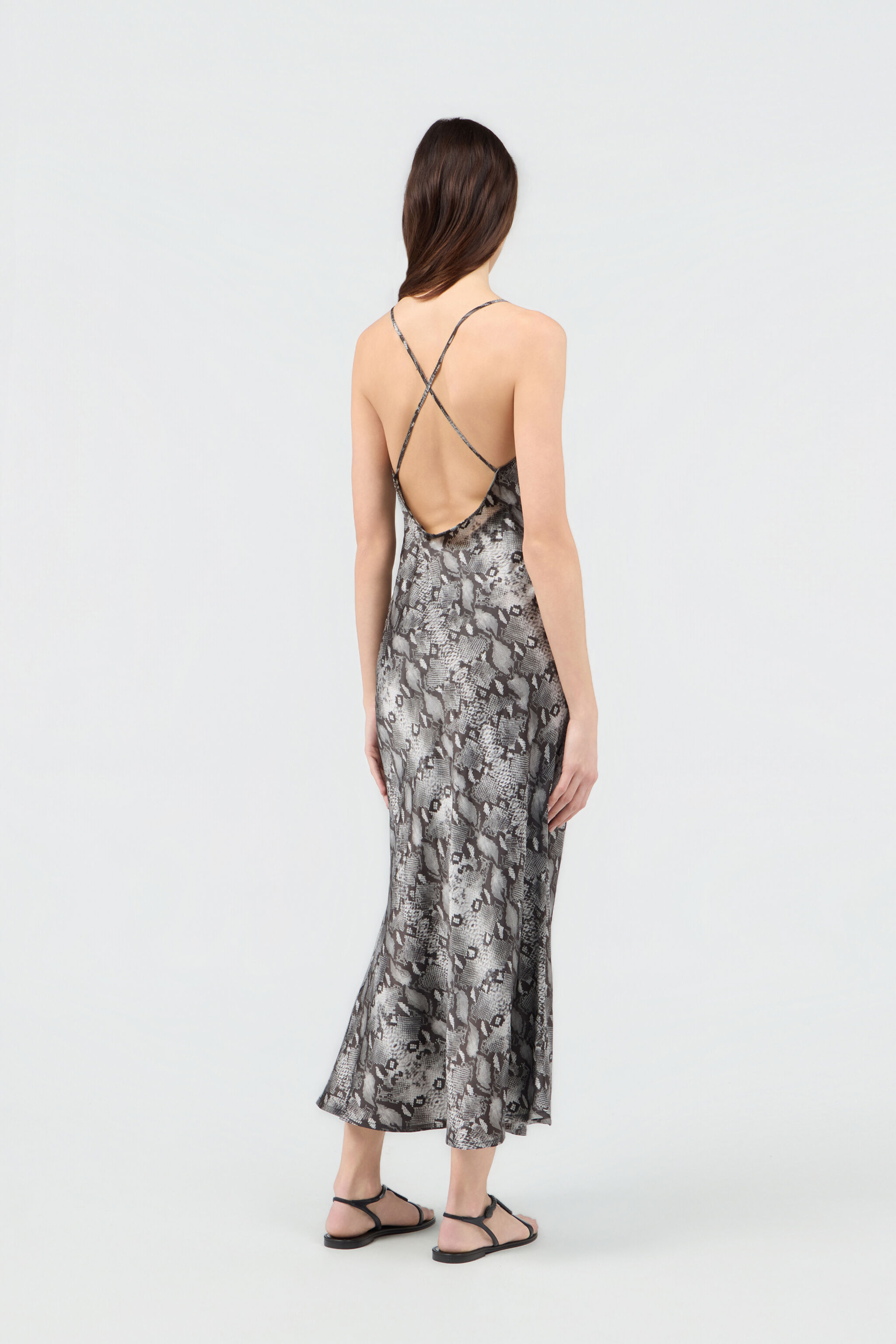 RC Python Print Silk Midi Slip Dress RC Python Print Silk Midi Slip Dress PYTHON DARK GREY SOT10F-SE005
