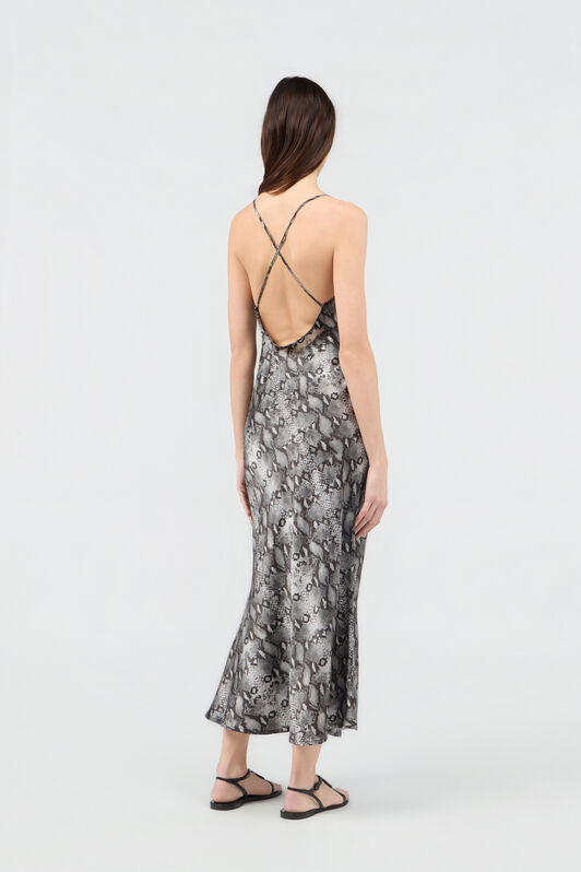 RC Python Print Silk Midi Slip Dress RC Python Print Silk Midi Slip Dress PYTHON DARK GREY SOT10F-SE005