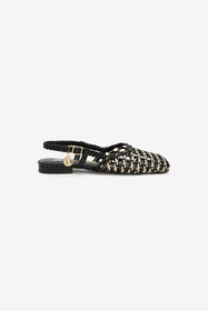 JC Slingback en diseño trenzado 899 BLACK + 929 GOLD WFS105-WF343