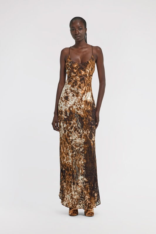 RC Appaloosa Print Slip Dress RC Appaloosa Print Slip Dress Brown TKT102-HEN08