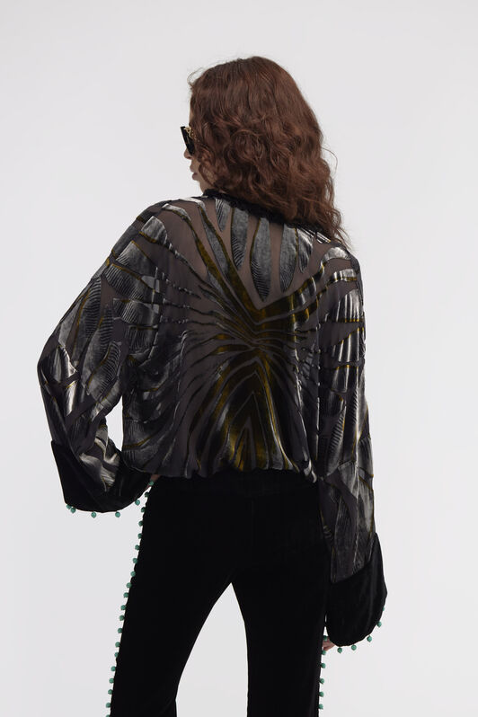 RC Camisa De Seda Estampado Ray Of Gold Negro RWR702-VLI15