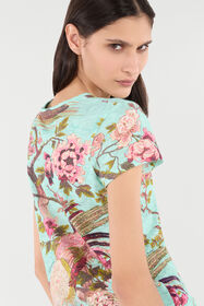 RC T-Shirt With Oriental Bird Print Blue/Pink VKT61A-3DP76