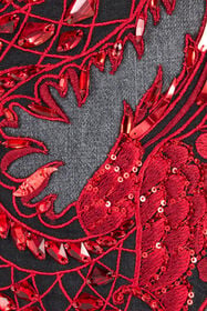 RC Jean Avec Broderie Et Paillettes Noir/Rouge VQJ251-DN001