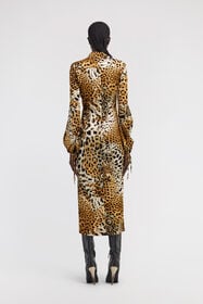 RC Leopard Print Midi Dress Light Brown TKT124-FQG34