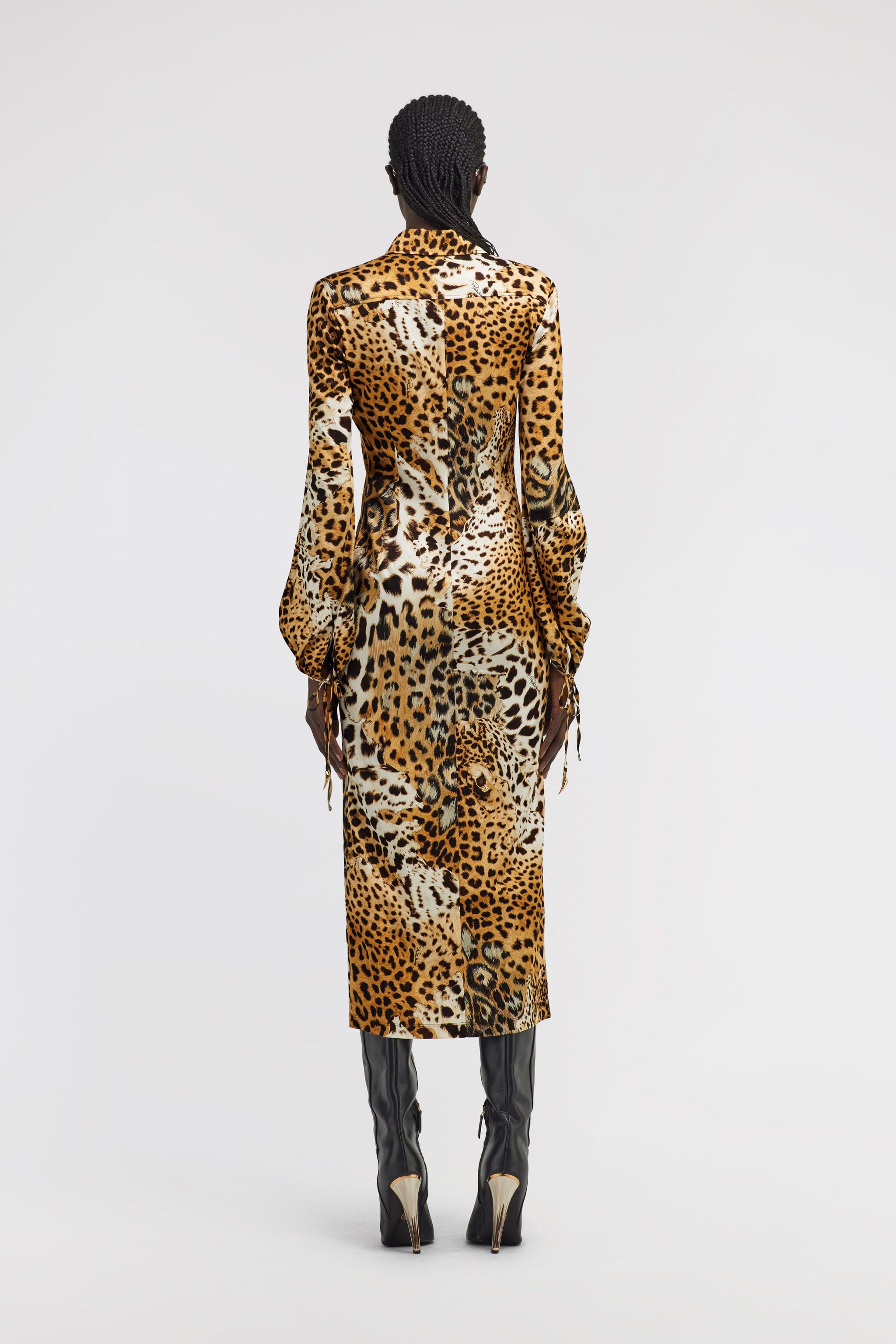 RC Leopard Print Midi Dress Light Brown TKT124-FQG34