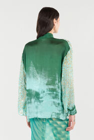 RC Blusa In Misto Seta Con Motivo Luminoso CELESTE/ORO VKT712-FC004