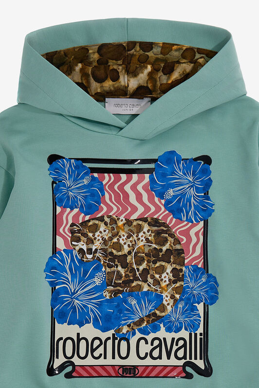 JU Sweat-Shirt Avec Imprimé Ocelot Multicolore Green Mint SJT921-CF050