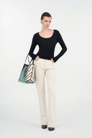 RC Cotton Denim Bootcut Trousers WHITE/GOLD WKJ221-VT004