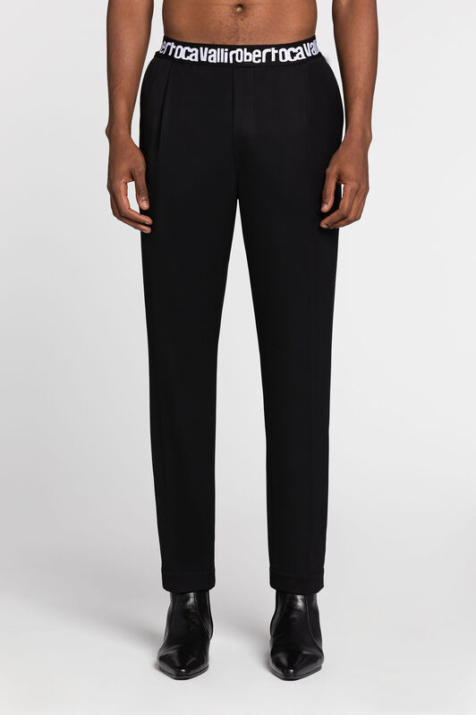 RC Pantalon de costume en laine avec logo à la taille Noir RRT230-VW020