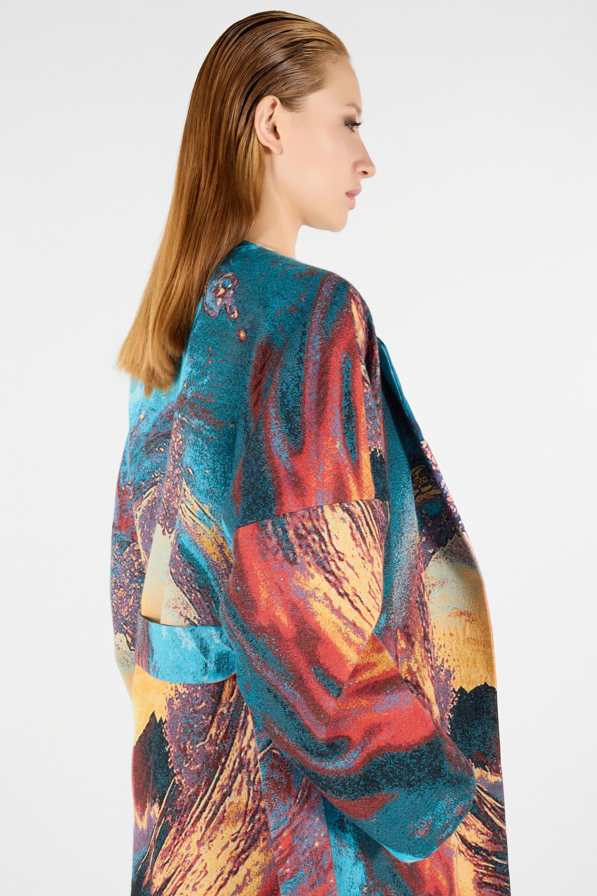 RC Itaca Print Coat with belt RC Itaca Print Coat with belt Blue/Orange UWT504-DJ091