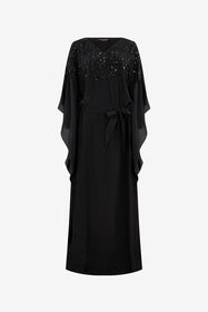 RC Silk Maxi Dress with Embellished Detail NERO/ARGENTO VWR179-SY001