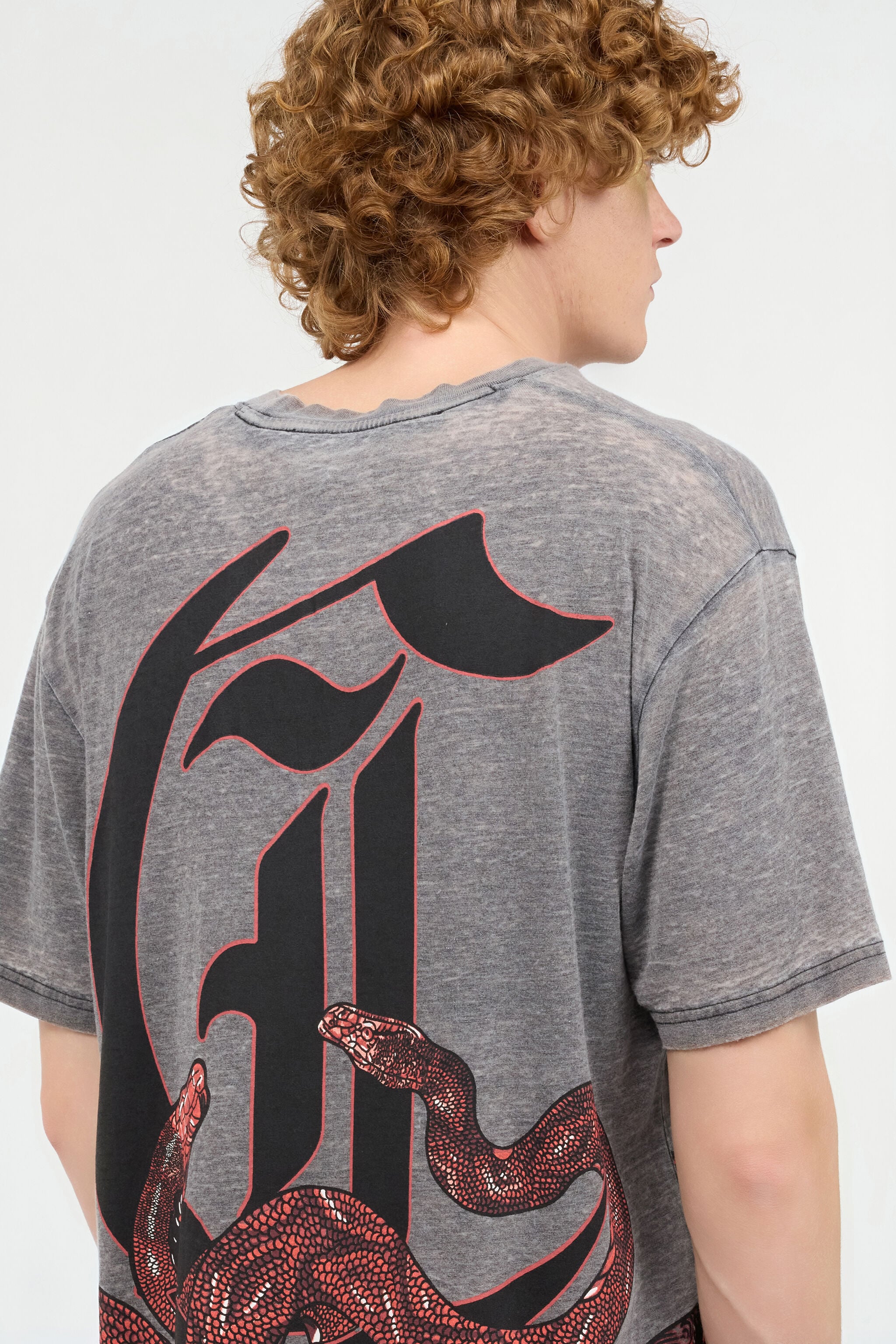 JC T-Shirt With Logo And Snakes JC T-Shirt With Logo And Snakes Gray UFT031-UF051