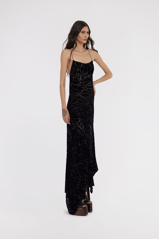 RC Plumage print devoré dress RC Plumage print devoré dress Black SWT160-4RL76