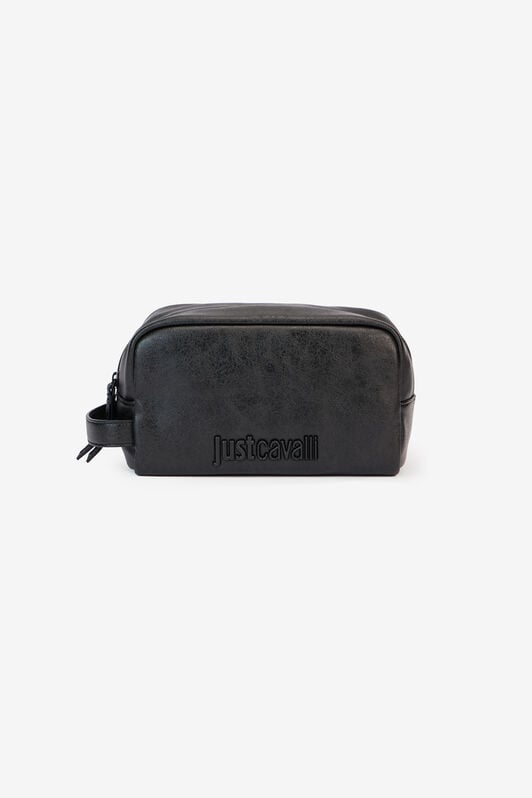 JC Hammered Effect Nécessaire With Logo BLACK VFB004-VF536