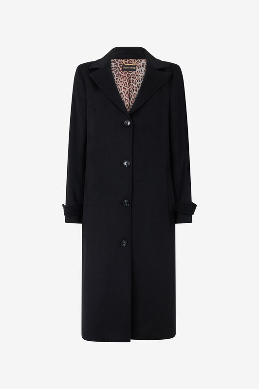 RC Black Coat With Leopard Print Lining BLACK TOT50A-GA012