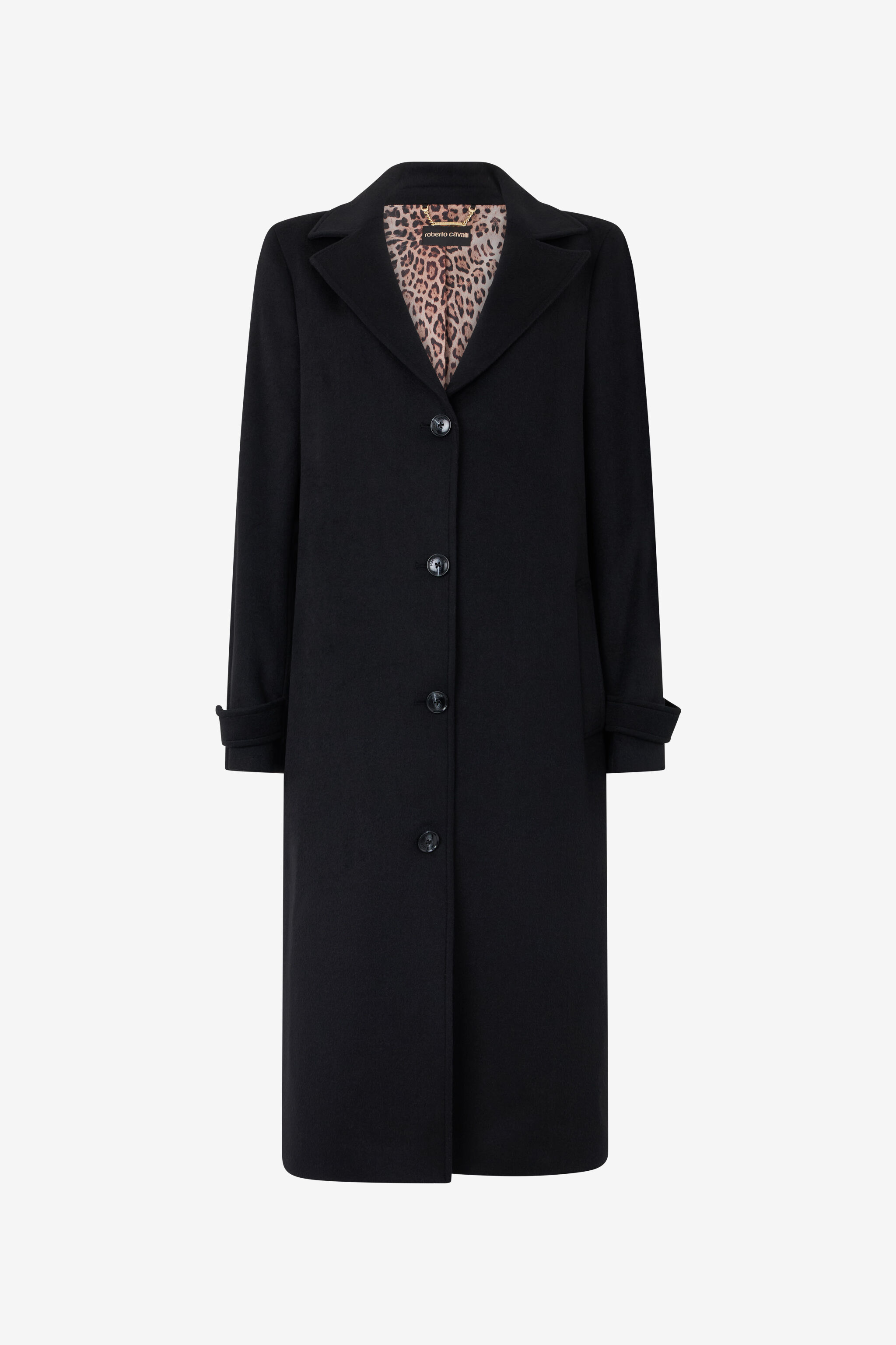 RC Black Coat With Leopard Print Lining BLACK TOT50A-GA012
