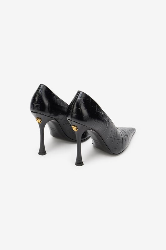RC Black Croc-Embossed Pump With Monogram RC BLACK SOS00P-PZ037