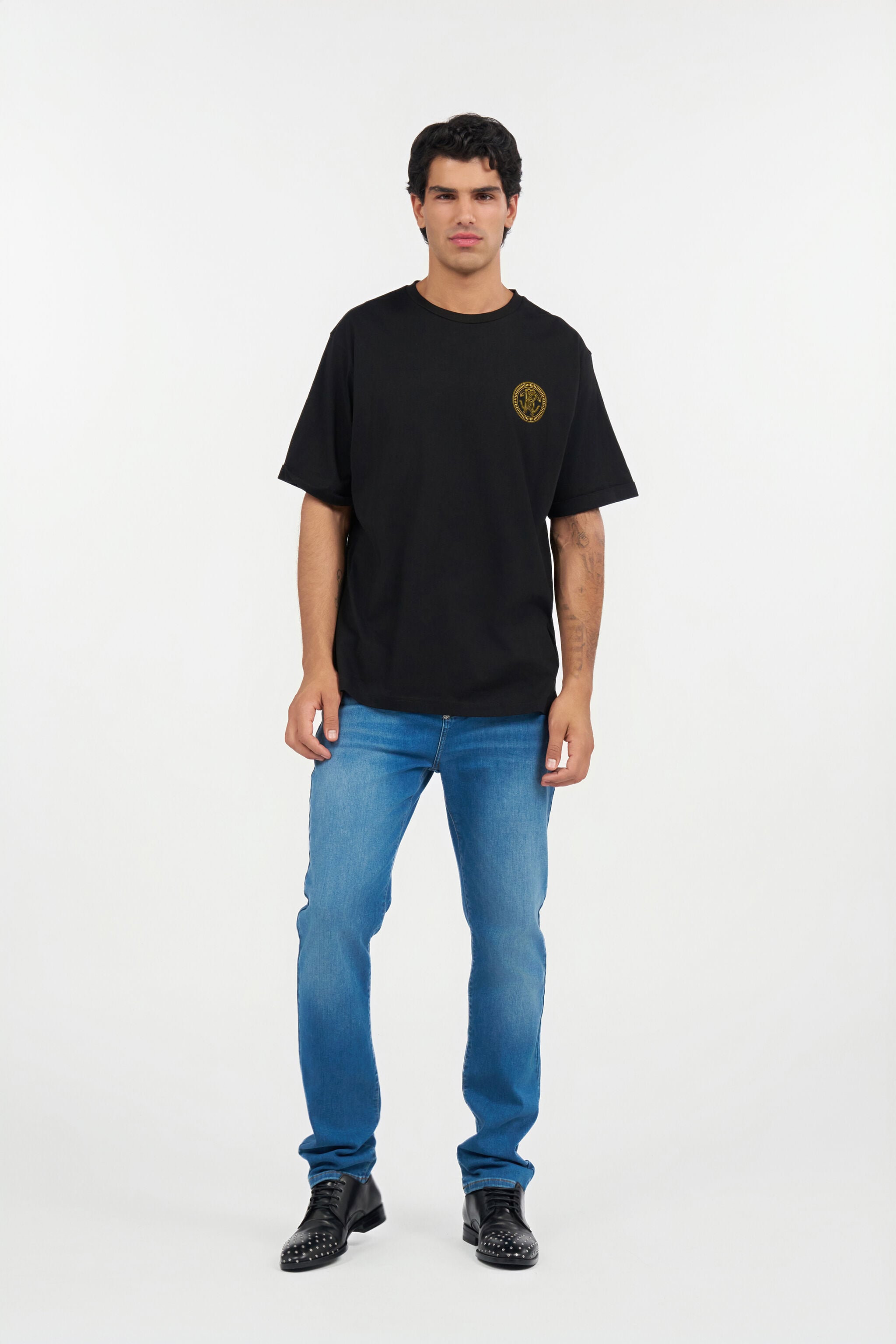 RC Black T-Shirt with RC Monogram BLACK QOT62B-JD060