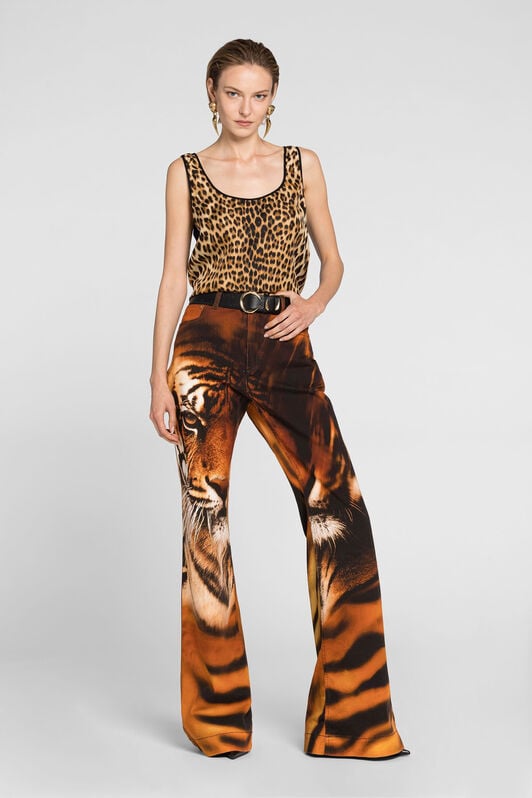 RC Jaguar-Print Silk Top RC Jaguar-Print Silk Top Light brown OQT602-4QD02