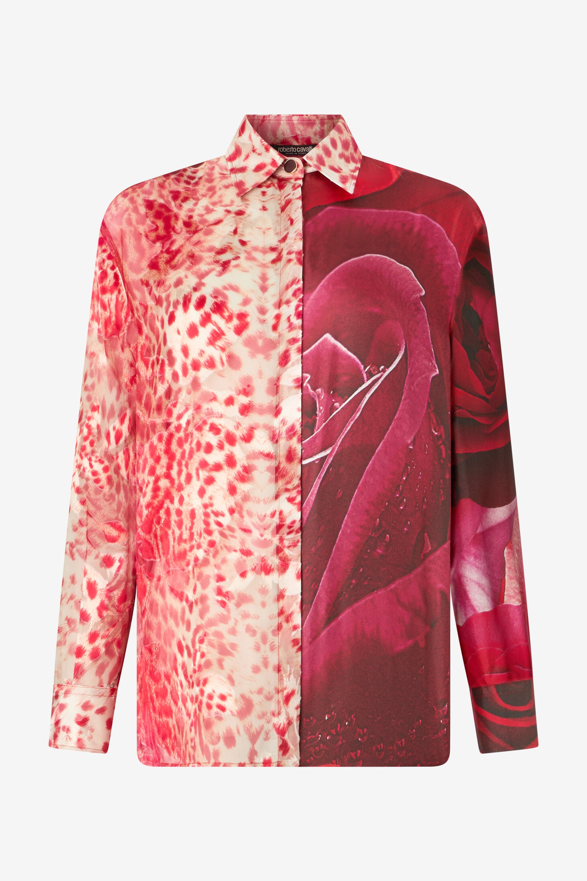 RC Chemise À Imprimé Jaguar Skin Et Roses RC Chemise À Imprimé Jaguar Skin Et Roses Rouge UKT704-4QN48