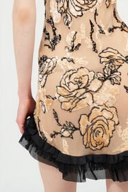 RC Floral Devoré Silk Dress Mini ROSA/NERO VKT118-FC008