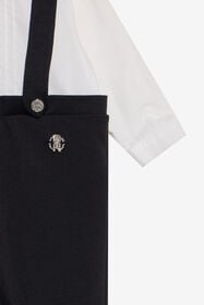 JU Schwarzer und weißer Strampler mit Fliege WHITE/BLACK XJT81Q-JD001