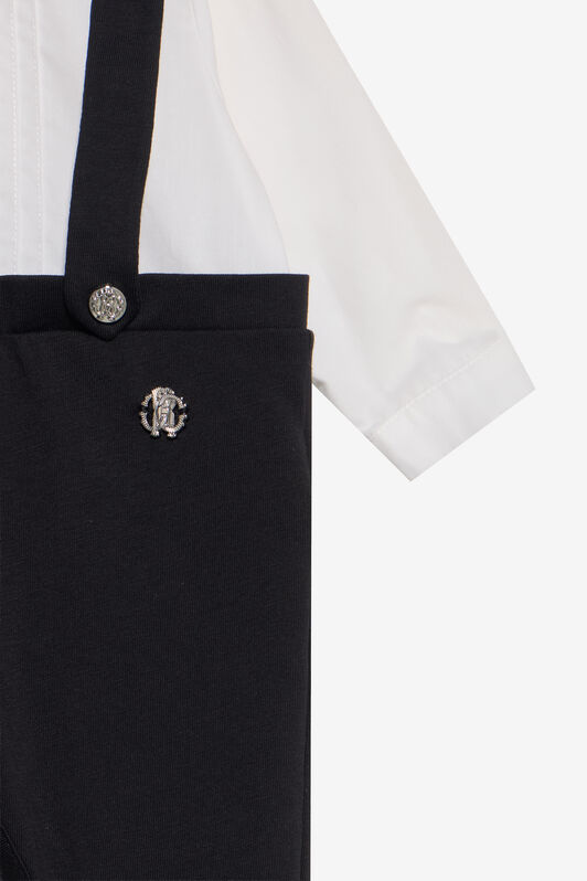 JU Schwarzer und weißer Strampler mit Fliege WHITE/BLACK XJT81Q-JD001