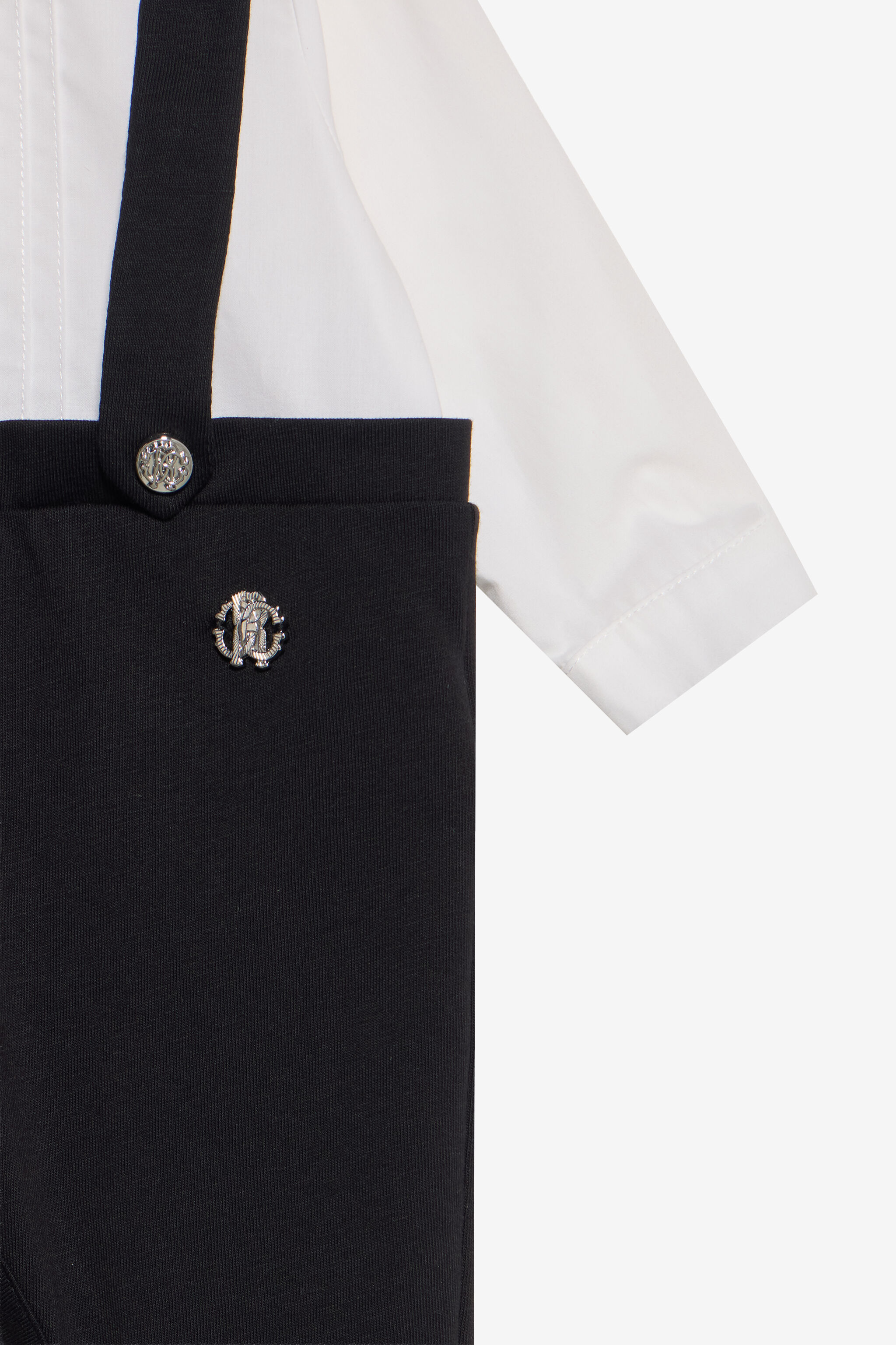 JU Schwarzer und weißer Strampler mit Fliege WHITE/BLACK XJT81Q-JD001