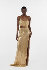 RC Extra-long gold sequin gown GOLD WWT126-TR007
