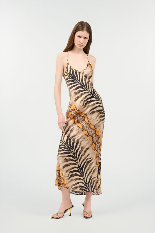 RC Silk Dress With Animalier Print RC Silk Dress With Animalier Print NATURAL/ORANGE POT10A-2NQ87
