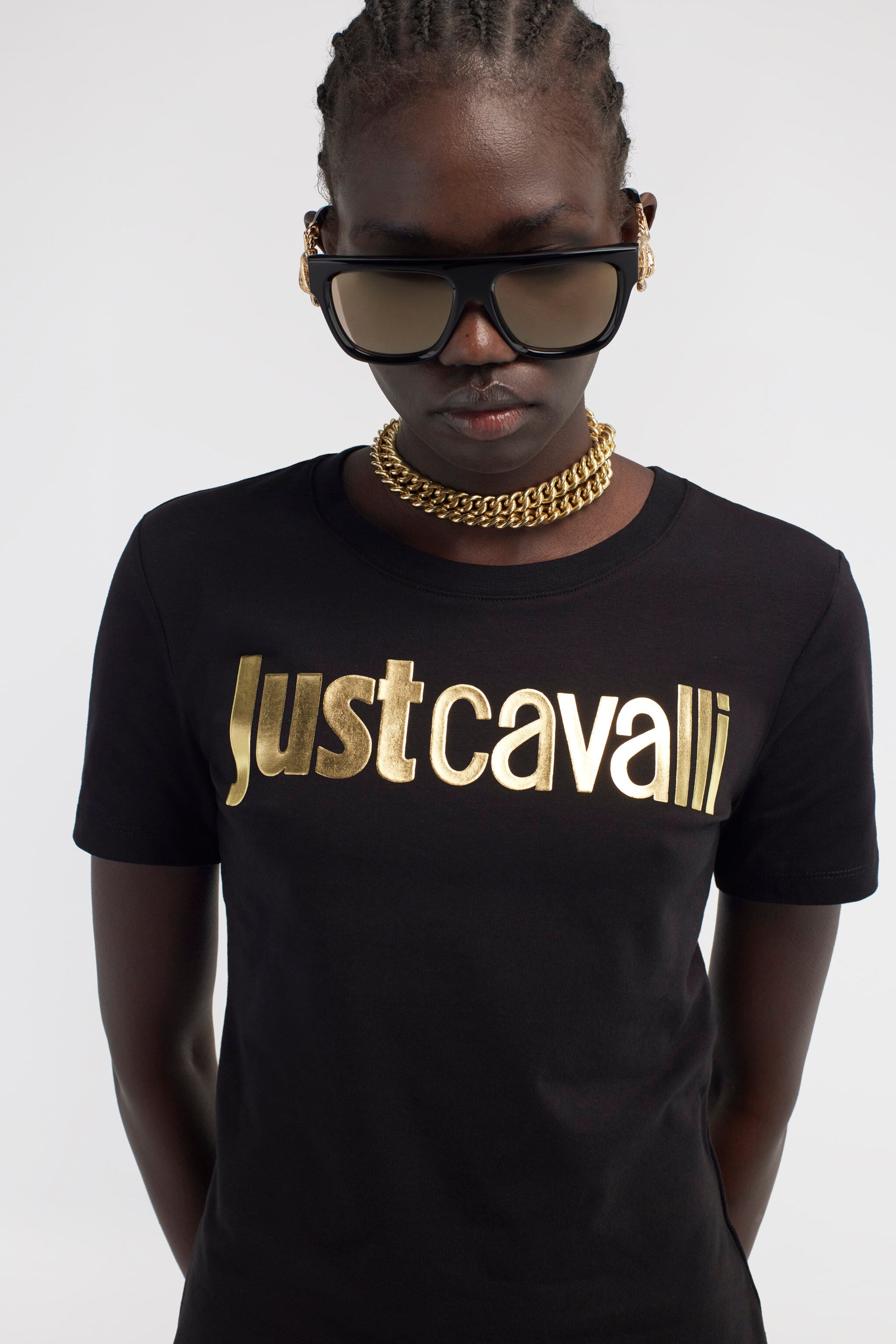 JC Just Cavalli Logo T-Shirt JC Just Cavalli Logo T-Shirt Black RKT867-RK373