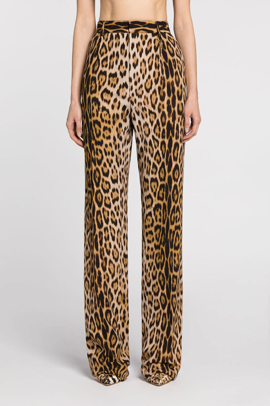 RC Leopard-print straight-leg trousers Light Brown QKT220-7OF53
