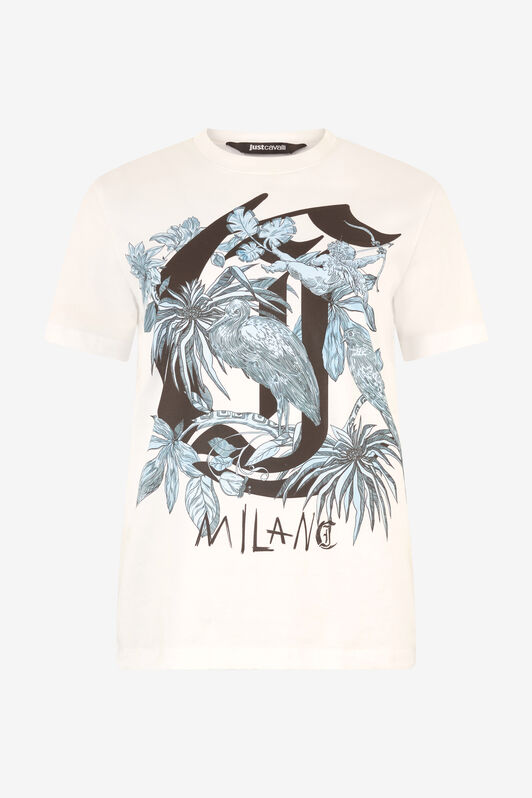 JC T-Shirt With Print And JC Monogram JC T-Shirt With Print And JC Monogram White UFT130-UF184
