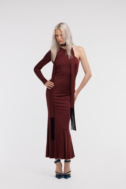 RC One-shoulder long dress RC One-shoulder long dress Dark brown SKT124-JJ036