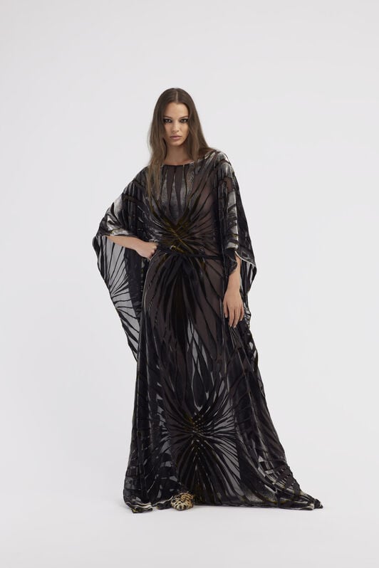 RC Velvet kaftan with Ray of Gold print RC Velvet kaftan with Ray of Gold print Black RWT180-VLI15