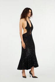 RC Long fitted dress with sequins and cut-out NERO VWR148-RP001