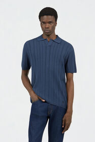 RC Blue Ribbed Polo BLU NAVY SOT60Q-AI007