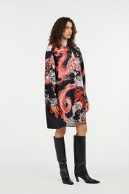 RC Short dress black with red and white dragon print NERO/BIANCO/ROSSO VQT160-OZP75