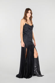 RC Long Snakeskin-Effect Dress Black UKT118-SZN57