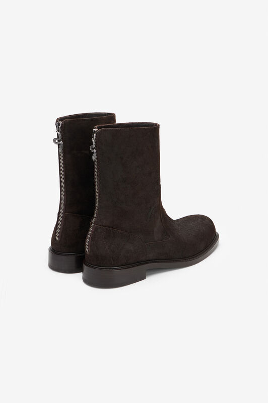 RC Boot in Distressed Leather with Rear Zip RC Boot in Distressed Leather with Rear Zip BROWN XNS002-PZB56