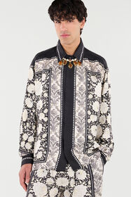 RC Silk Shirt With Floral Print Black/White VNT724-4QP97