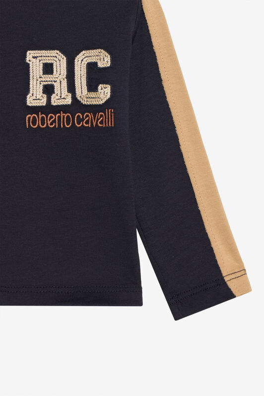 JU Navy and Beige Long-Sleeve T-Shirt JU Navy and Beige Long-Sleeve T-Shirt BLUE M/B.M XJT61S-JD003