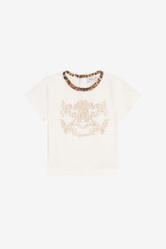 JU Leopard Detail Embroidered T-shirt AVOR.CC/GN XJT60B-JD003