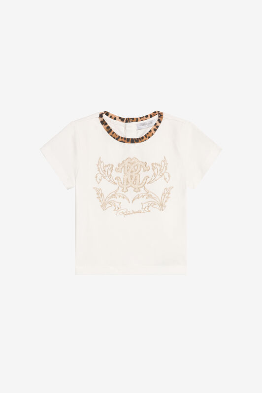 JU Leopard Detail Embroidered T-shirt AVOR.CC/GN XJT60B-JD003