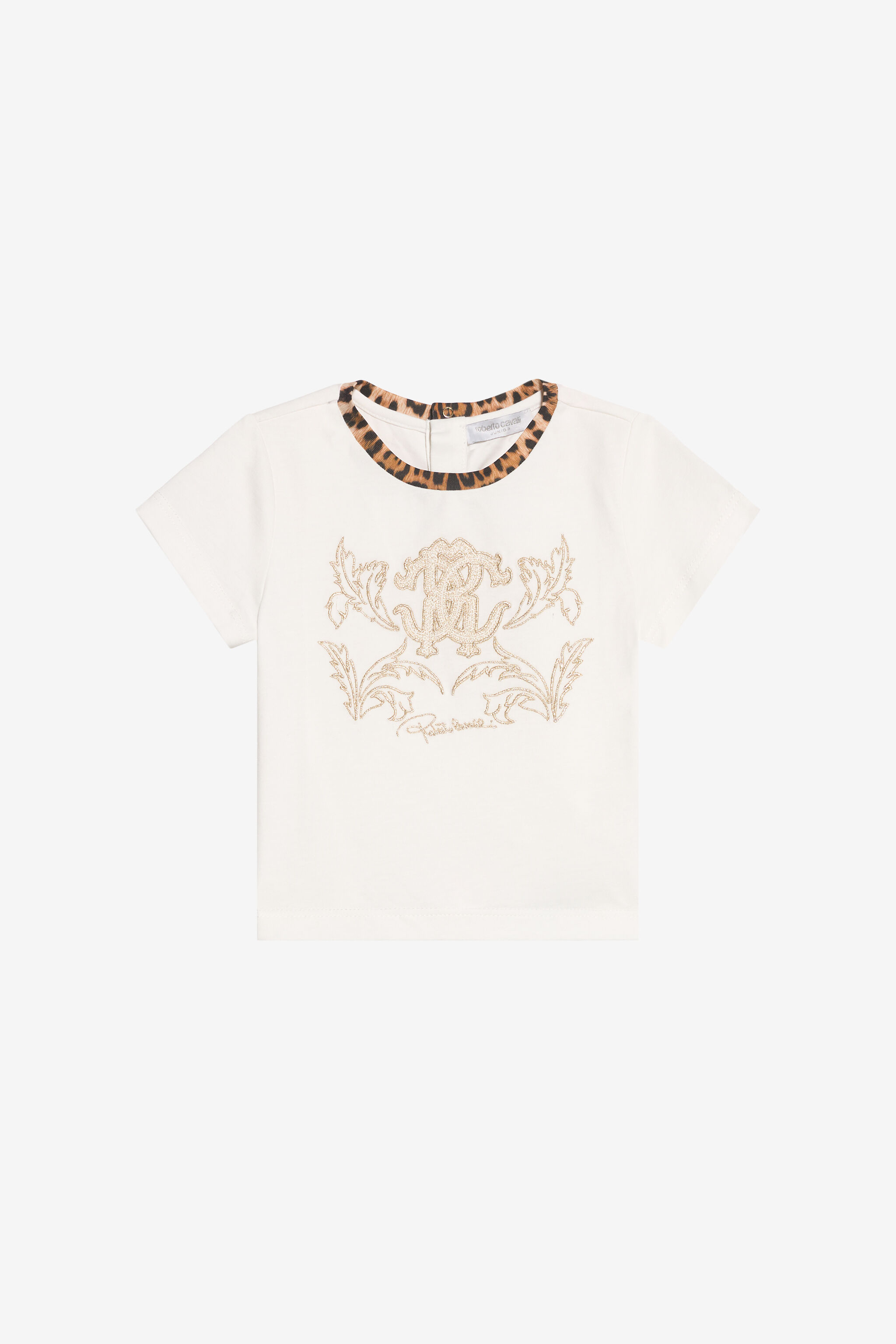 JU Leopard Detail Embroidered T-shirt AVOR.CC/GN XJT60B-JD003