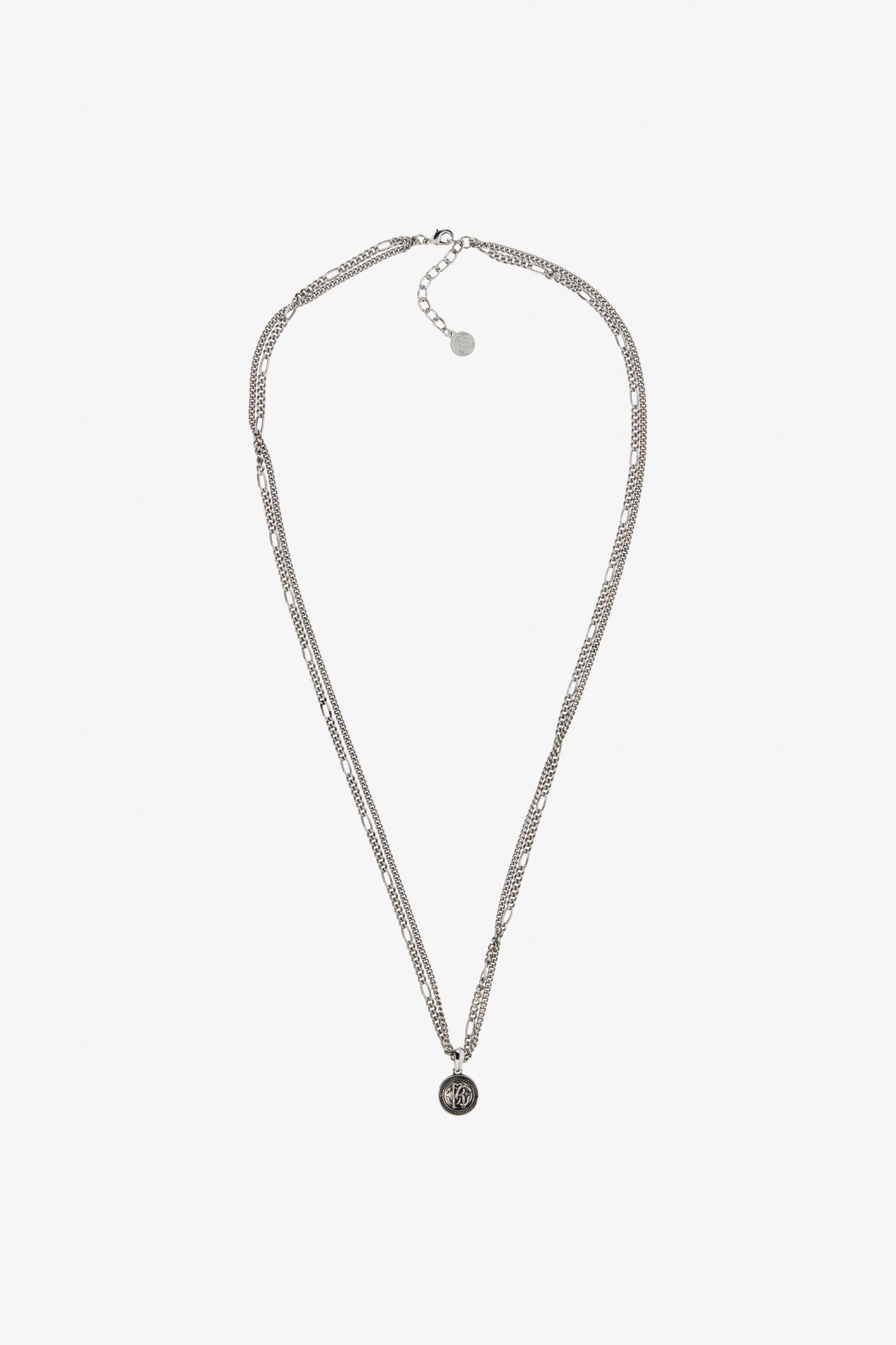 RC Silver-Tone Layered Necklace with Monogram RC RC Silver-Tone Layered Necklace with Monogram RC Silver TRG002-AM258